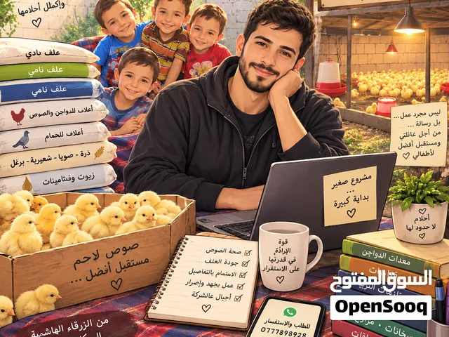 صوص لاحم من مزارع العمايرة وكل ما يلزم لتربية الدواجن والصيصان، من أعلاف ومعدات. أعلاف مخصصة لمحلات