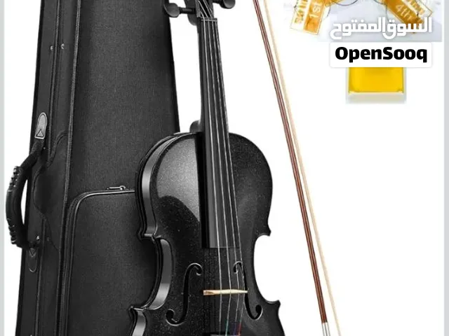 mike music violin مايك ميوزك مجموعة كمان اسود مقاس كامل 4/4 للطلاب المبتدئين، مجموعة كمان للمبتدئين