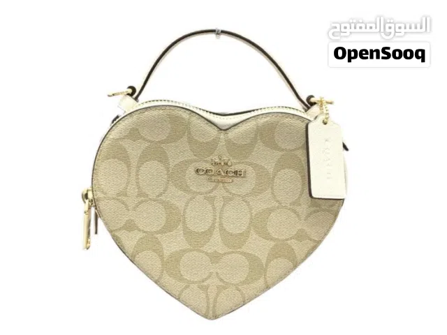 Coach Heart Crossbody Bag Signature Canvas Chalk/Khaki Gold Hardware