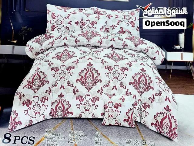لحاف نفرين القياس 230×200 سم لحاف + تلبيسة +وجه مخدة 2 +وجه كوشة 2+بوند عيون