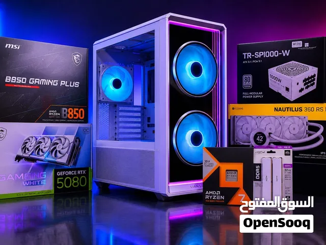 PC Gaming White Edition  RTX 5080  Ryzen 7 7800X3D  جديد بالكراتين