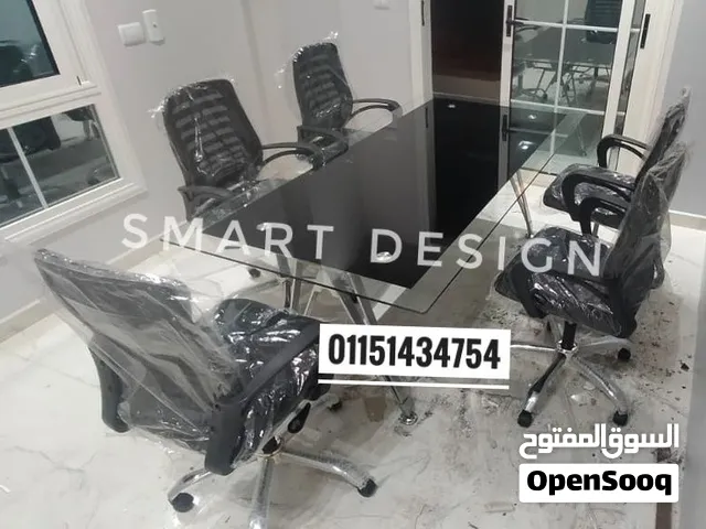ترابيزه أو طاوله  اجتماعات مودرن/ meeting table زجاج سكوريت بشاسيه معدن/متاح جميع المقاسات