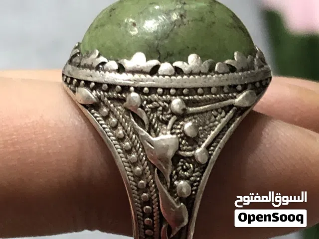 خاتم فضه ايراني مع حجر فيروز طوري مميز