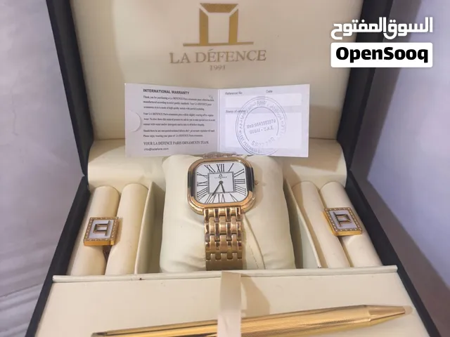 طقم ساعة مع قلم مع اكمام اصليه جديده مع ضمان  LA DÉFENCE 1991