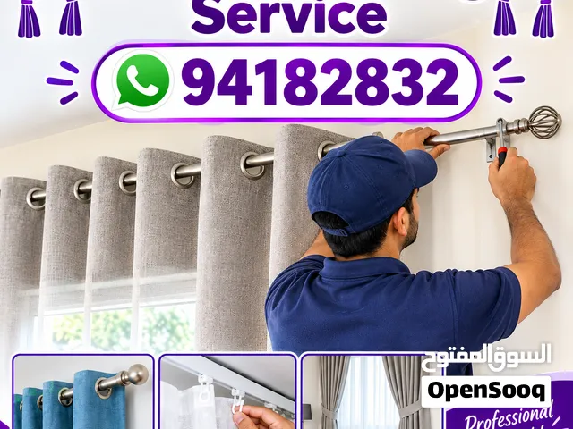 curtains and tv stand mirror and clock photo frames all kind installation service provide