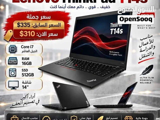 عرطة بسعر الجملة Lenovo ThinkPad T14s (Core i7 جيل 10  رام 16  SSD 512) نحيف وخفيف
