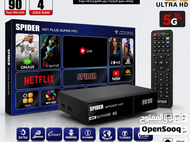 رسيفر Spider No1 Plus Super Pro 4K مع 15 اشتراك 4GB RAM ودعم 5G