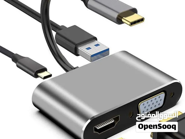 تحويلة OTG 4 في 1 - 4in1 Type-C to HDMI, VGA, USB3.0 + TYPE-C
