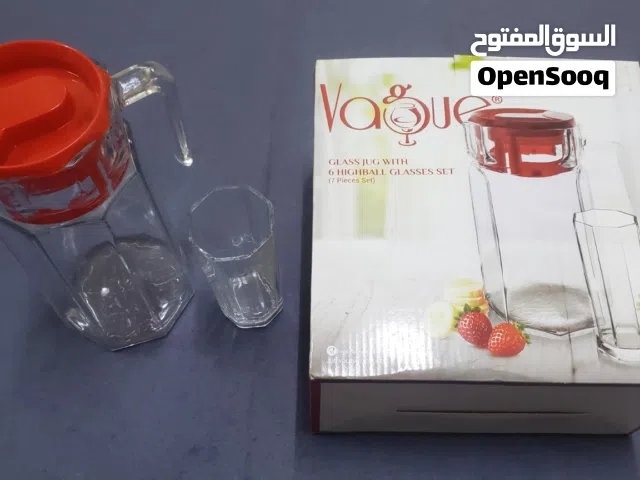 باكج طقم عصير زجاج متكامل – جك مع 6 كاسات + طقم  6 كاسات
