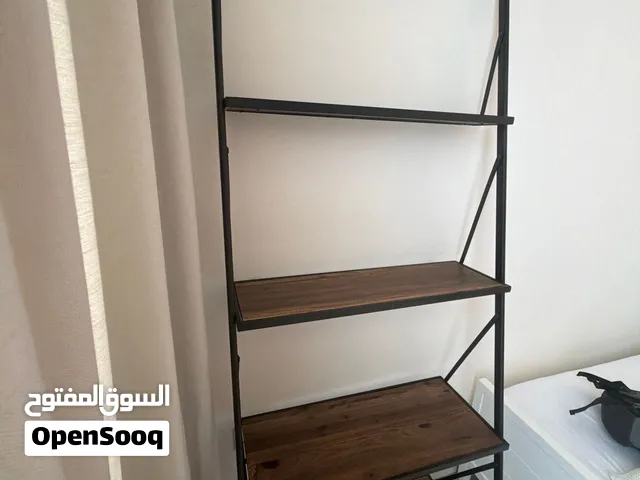 4-Tier Leaning Wall Shelf Unit – Rustic Dark Wood Grain