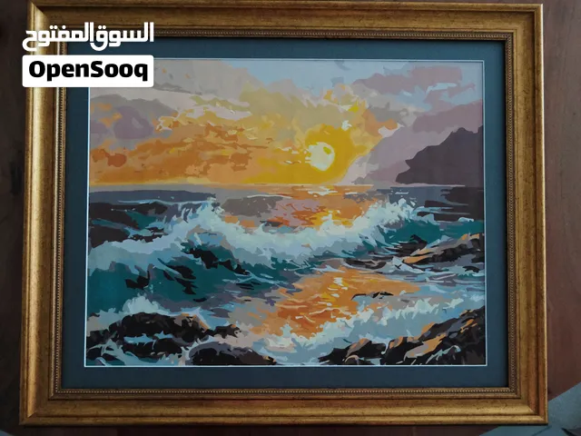 Acrylic Painting, Framed Wall Art, Ocean Sunset Artwork Ready to Hang