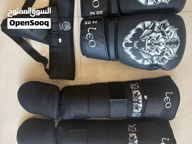 Full matching kick boxing protective gear set.