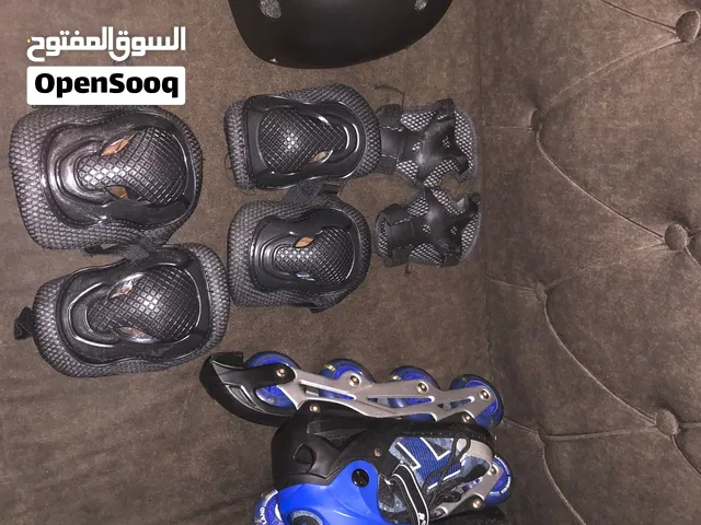 1. Roller skates 2. Protective gear set 3. Multi sport bicycle/skating helmet