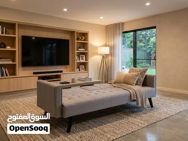 استلم وادفع كنبة سرير مودرن رمادي بحامل اكواب مدمج للبيع بحالة ممتازةSofa Bed with Built in Cup Hold