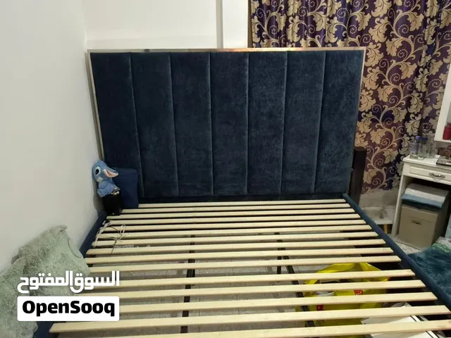 Super King-size upholstered bed, dark blue 200x200