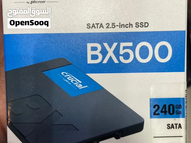هارد SSD من شركة Crucial، موديل BX500، سعة 240GB، مقاس 2.5 بوصة وواجهة SATA.