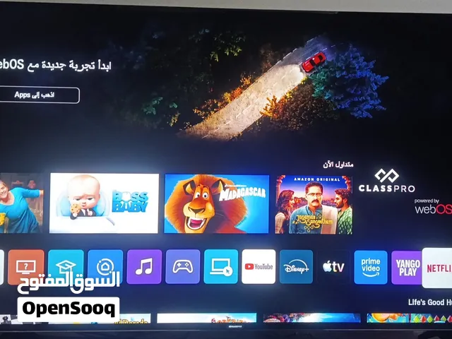 تلفزيون سمارت 55 بوصه 4k يدعم الأوامر الصوتية نظيف و شبه جديد مع الضمان و كرتونه