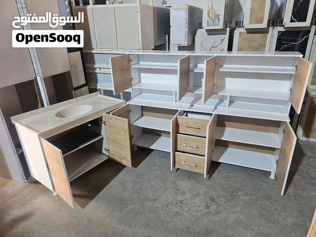 لبيع جديدكاونتر خشب MDF ارضي وملحق قياس مترين وسنك متر و20 مرمر