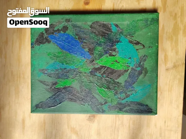 بصمة الغابة الخضراء (عبر عن طباعة أوراق الشجر الحقيقية)، لوحة بألوان الاكريليك، قابل للتفاوض