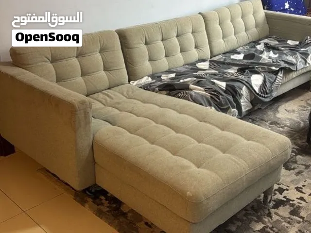 4-seat sofa with chaise longue in Gunnared Light Green / Sage with metal legs for Sale