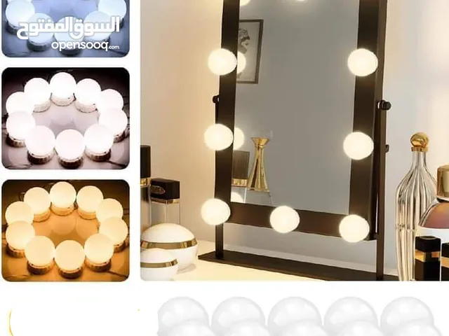 حبل اضائه مراية 10 لمبات 3 الوان ابيض صحراوي مع تحكم ضوء مكياج اضائه مرآيه هوليوديه لمبه ضوء مصباح