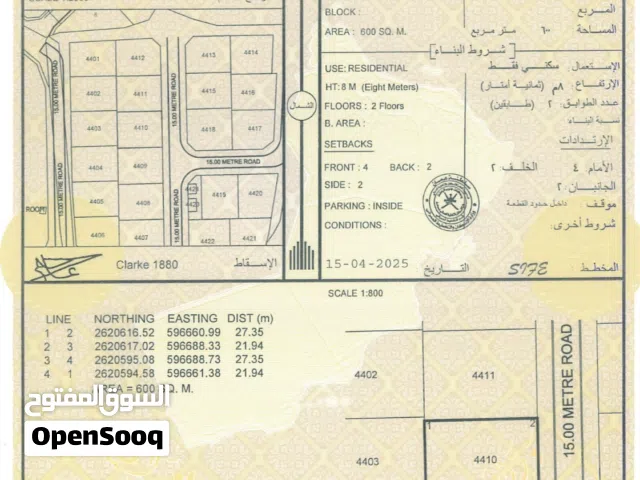 اراضي سكنيه للبيع مخطط النماء السكني بولاية بركا حي عاصم