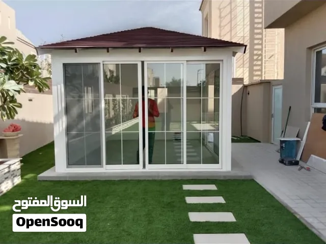 Aluminum Pergola, Wooden Pergola Glass Room, and Majils, with gypsum roof and lights