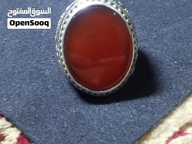 خاتم فضة مستعمل نظيف عيار 925، فص عقيق احمر