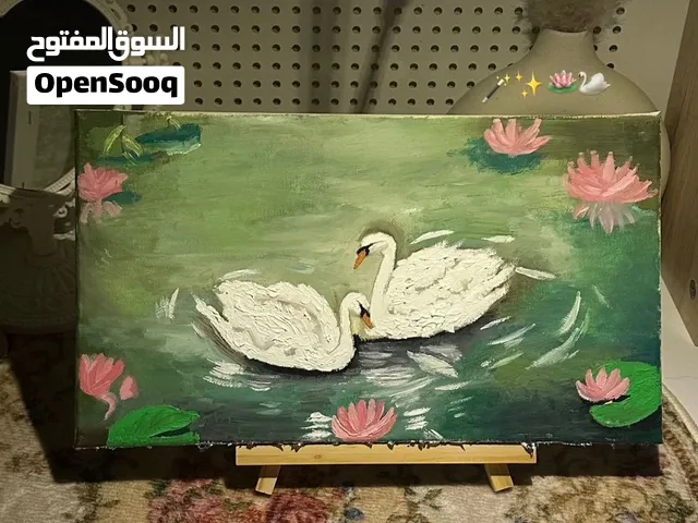 لوحة فنية مرسومة يدويا - Swan lake