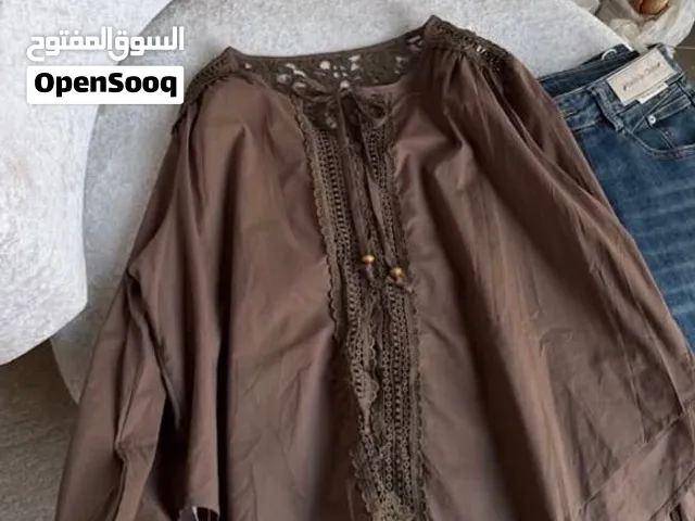قميص بني صيفي اردان طويله