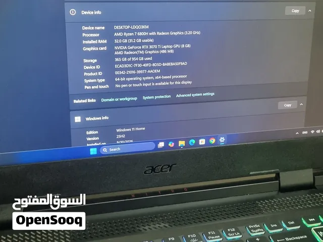 acer nitro 5 , rtx 3070ti 8gb and 32gb ram لابتوب قوي وومتاز في الالعاب