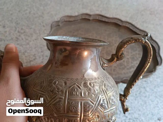 سفره وابريق نحاس مطلي فضه للبيع انتيكه