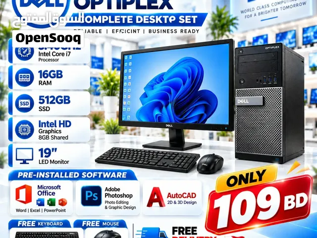 DELL Core i7 Computer Set 3.40GHz 16GB RAM 512GB SSD Win 10 Pro Office / Call WhatsApp