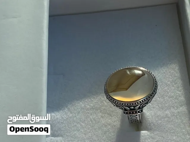 خاتم عقيق من الفضة الإسترلينية عيار 925 ، مقاس الخاتم 7