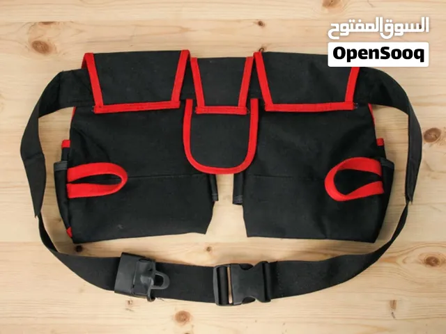 حزام ادوات عملي قماش متين جيوب متعددة مشبك ثابت حتى 130 سم اسود حواف حمر يحل ازمة ضياع العدة