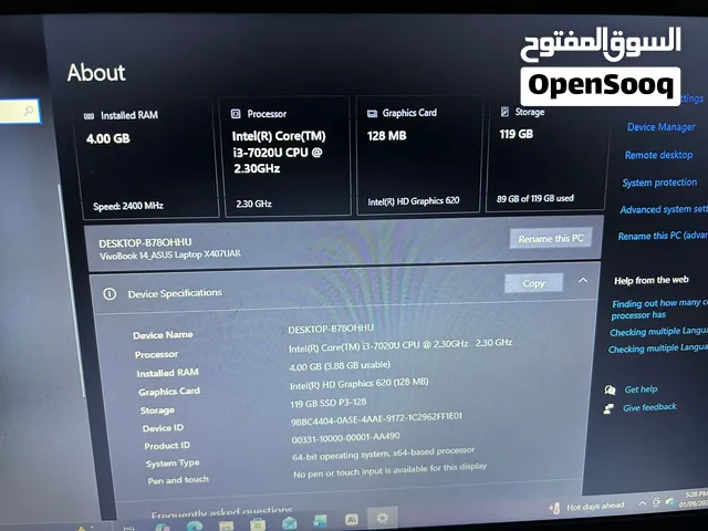 Asus I3 7th gen laptop