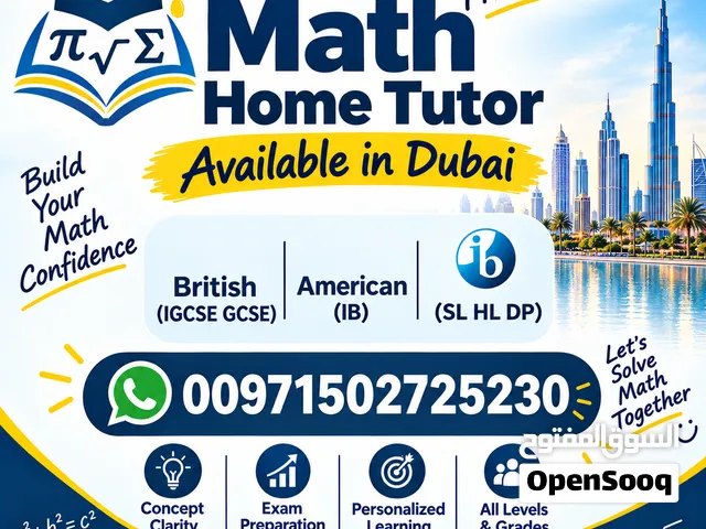 Math Home Tutor IGCSE GCSE IB AQA AMERICAN available in Dubai