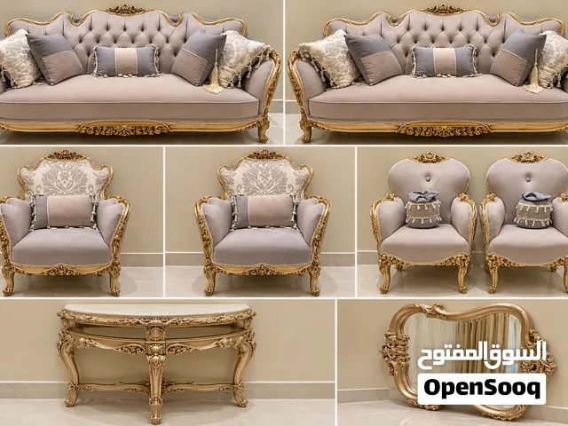 طقم كنب 10 أشخاص مع طاولة وكونسول ومراية