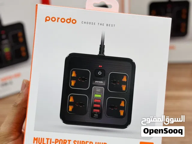 محول كهربائي PORODO MULTI-PORT SUPER HUB 2USB-c / 4USB-A