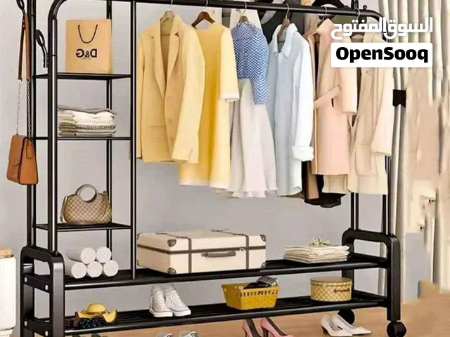 Double Pole Heavy Duty Garment Rack with Shelves and Wheels