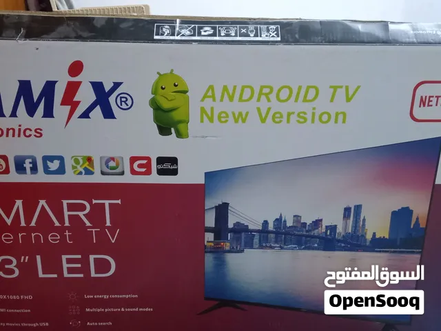 شاشه جديده مع جميع الملحقات فقط كسر في الشاشة شركة samix من نوع android tv حجم 43