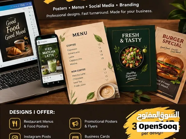 Posters, Menus & Instagram Designs and any Graphic work  Fast Delivery
