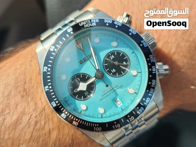 Seiko black bay chronograph custom mod quartz watch