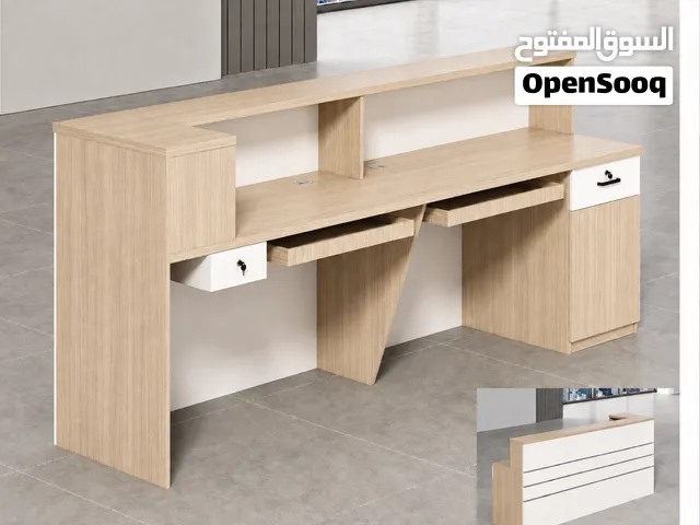 مكتب استقبال فاخر بطول 2.2 متر بتصميم عصري واسع ومتين مناسب للشركات والعيادات والمحلات والمعارض عرض
