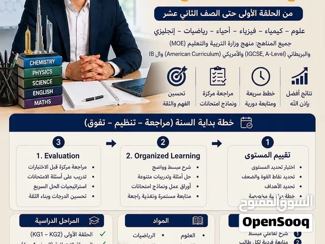 مدرس خصوصي في أبوظبي  تأسيس انجلش علوم وكيمياء  جميع المراحل Private Tutor in Abu Dhabi