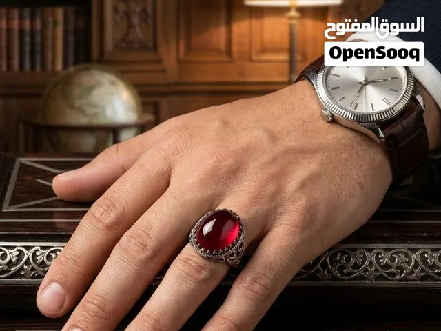 خاتم ياقوت حبة كبيره للبيع فضة 925