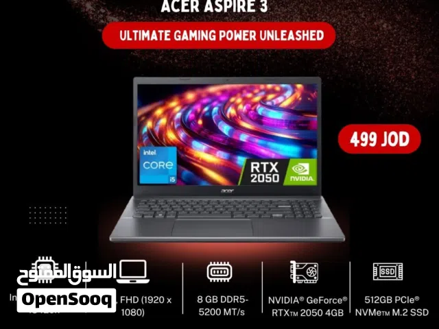 لابتوب ايسر اي 5 Laptop Acer i5 8GB RTX2050 512GB بافضل الاسعار