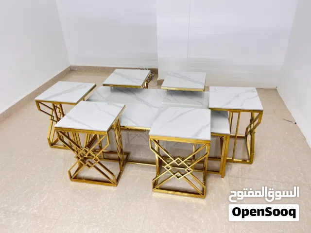 طاولات استقبال 6+1 استيل اصلي مع رخام 6+1 reception tables,           original steel with marble top
