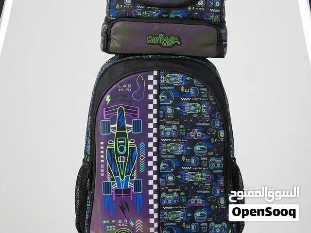 طقم شنطة مدرسية ترولي Smiggle أصلي (racing) مع المقلمة وشنطة الأكل