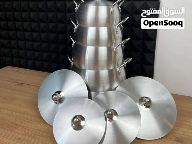 سيت جدورة المنيوم خماسي كروي 5 قدور 5 اغطية 16-24 نقي حراري مثالي مقابض كروم يحل ازمة الطبخ